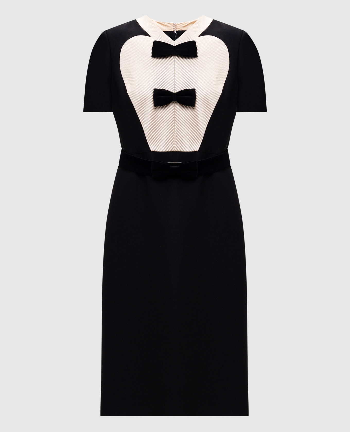Black wool and silk dress with bows Valentino