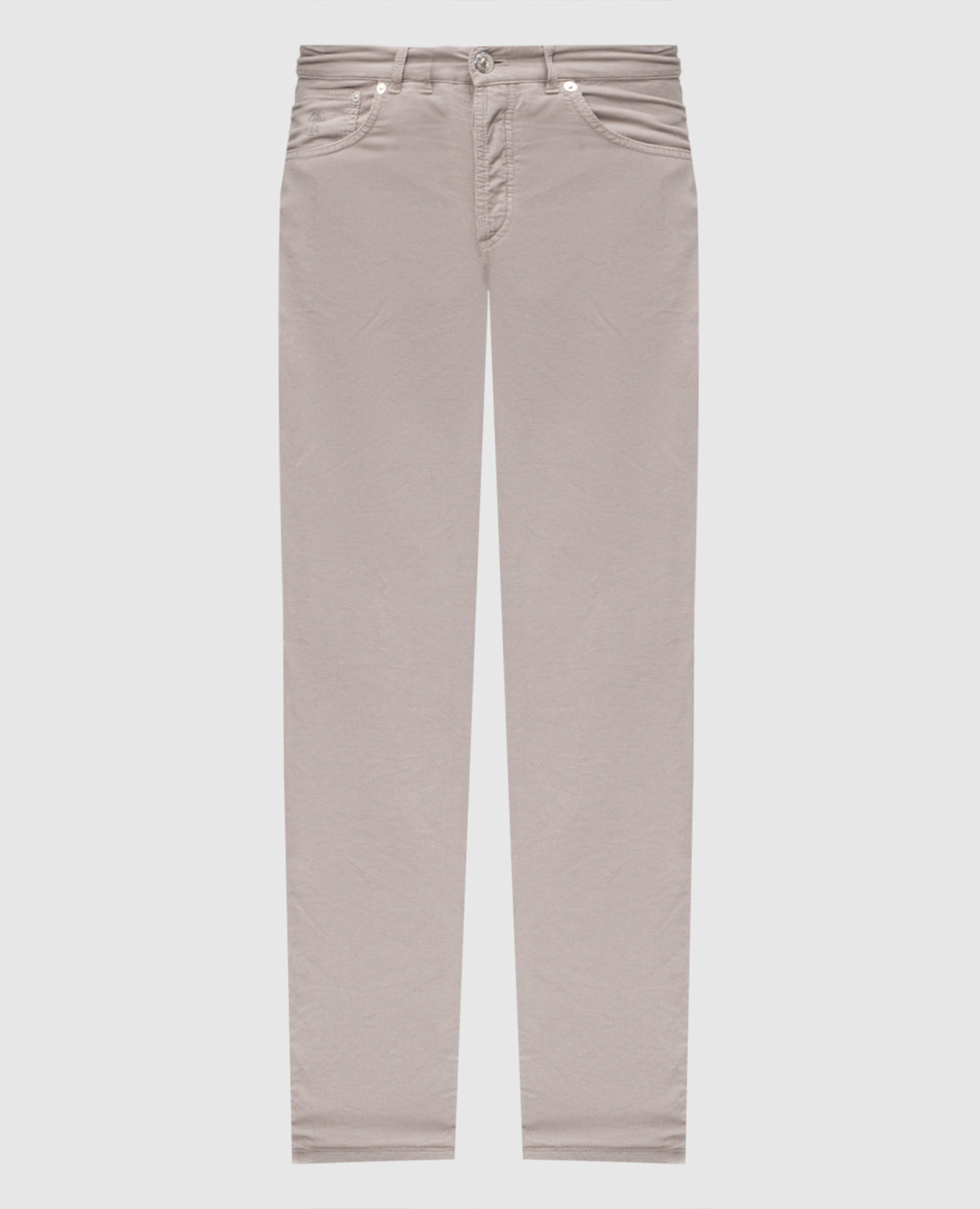 Grey corduroy pants with logo Brunello Cucinelli
