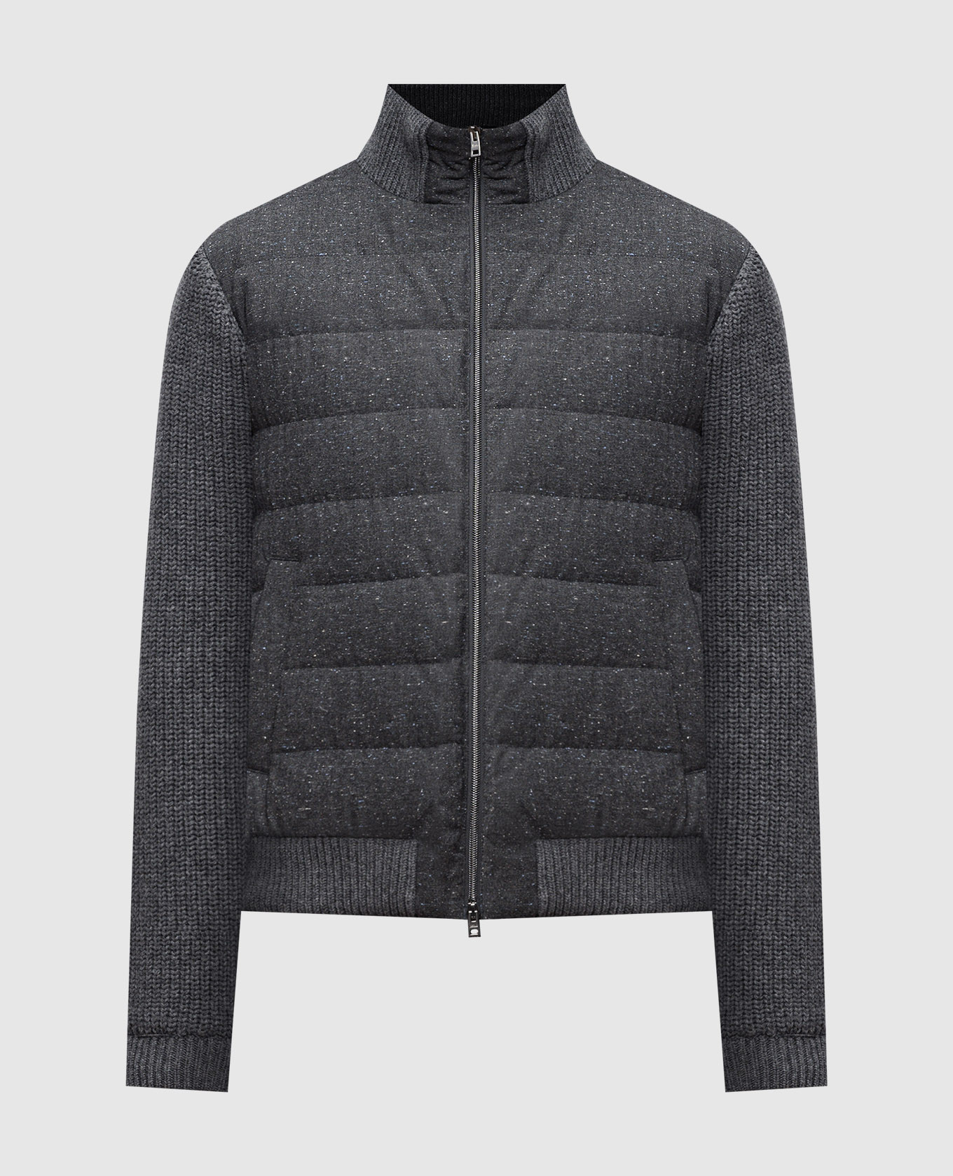 Gray down jacket with wool Herno