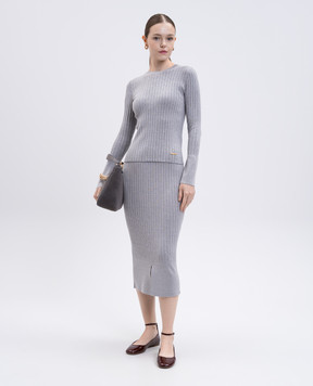 Twinset Gray ribbed midi skirt 252LI3CBB