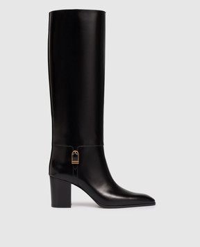 Saint Laurent Black leather glossy boots JULIA 818207AAEHR