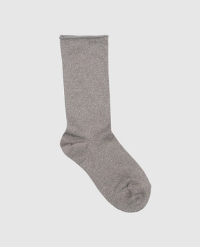 Brunello Cucinelli Gray socks with cashmere and silk with lurex M41945019
