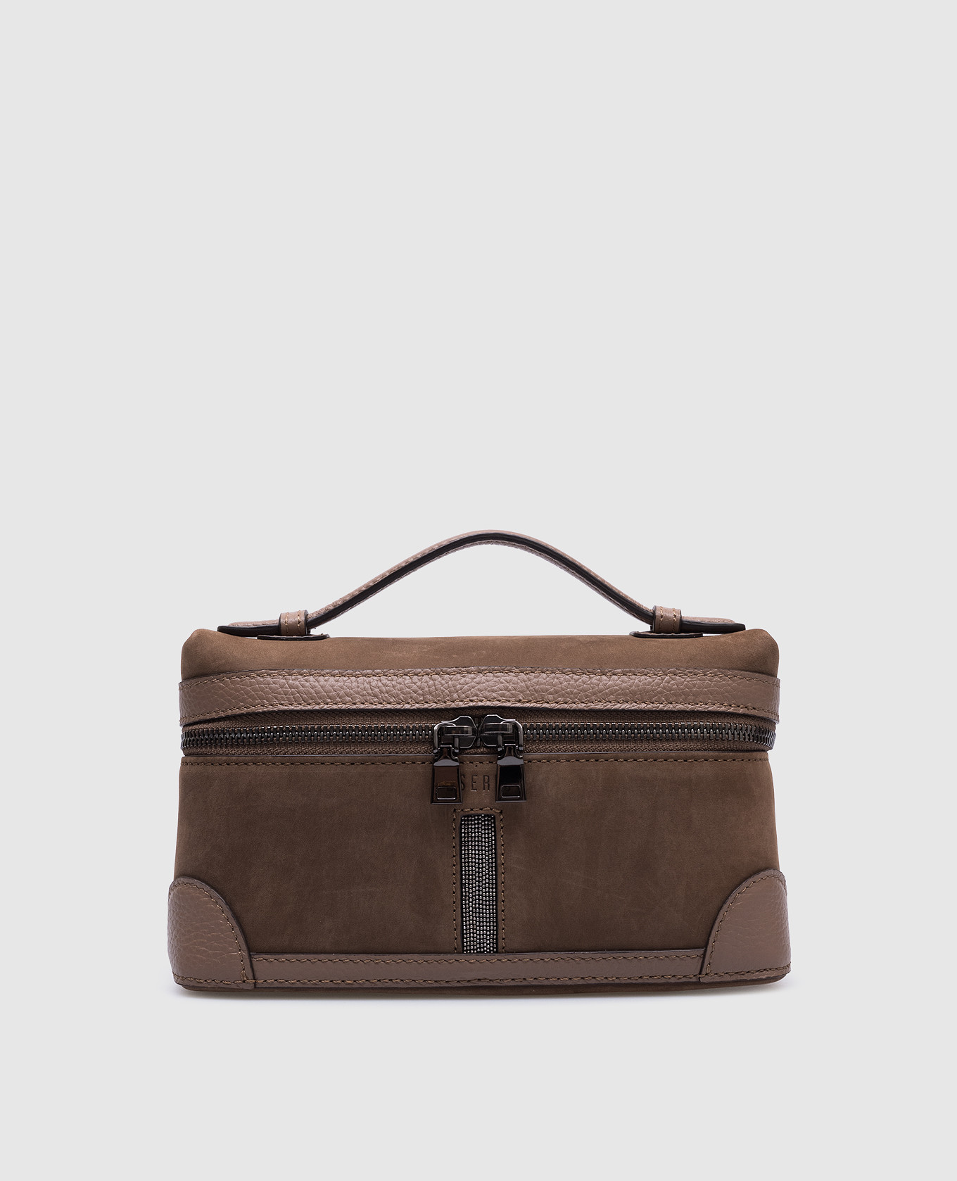 

Brown suede crossbody bag with monil chain Peserico, Коричневый
