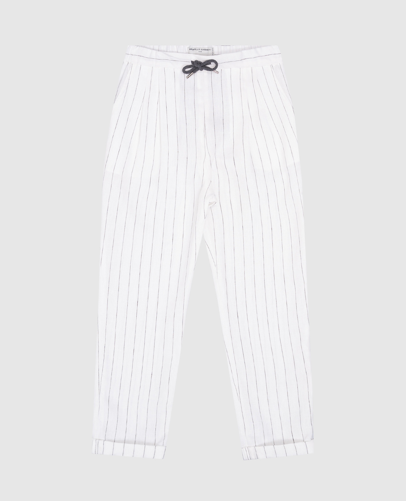 Children's white striped linen pants brunello cucinelli