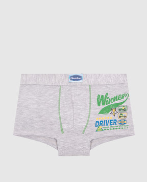 RiminiVeste Gasolino children's gray melange boxer briefs with Winner driver print U3444