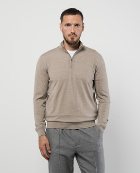 ISAIA Beige wool jumper with logo embroidery MG8018YP005