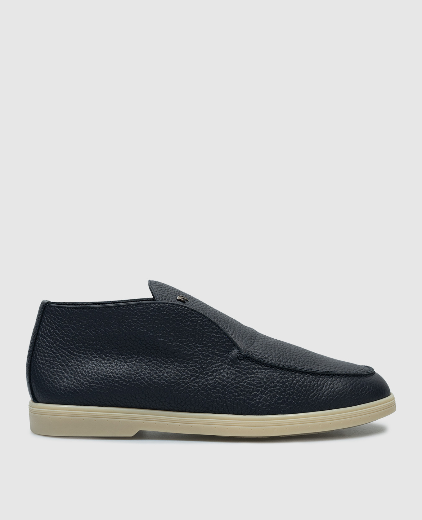 

Blue leather deserts with fur logo Stefano Ricci