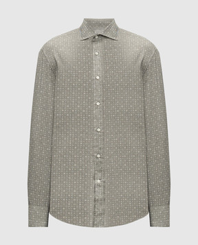 Brunello Cucinelli Gray shirt in a geometric pattern MY6331718
