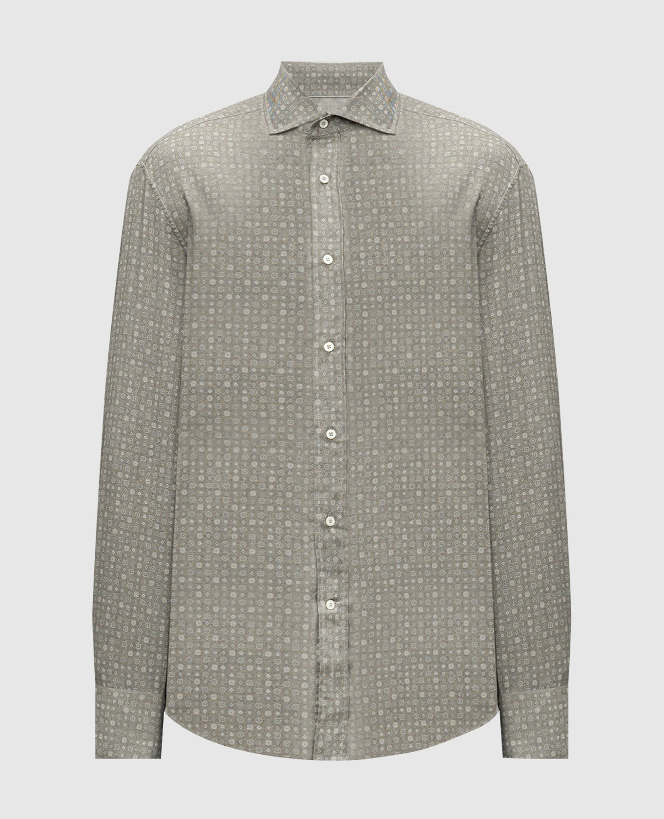 Gray shirt in a geometric pattern brunello cucinelli