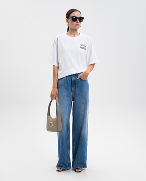 Dolce&Gabbana White T-shirt with logo embroidery F8U10ZGDDBB