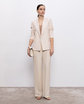 Peserico Beige double-breasted jacket with wool E0190506461