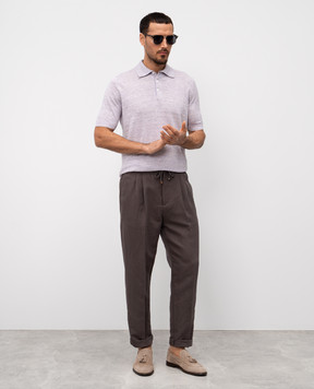 Brunello Cucinelli Purple polo with linen M2L00315