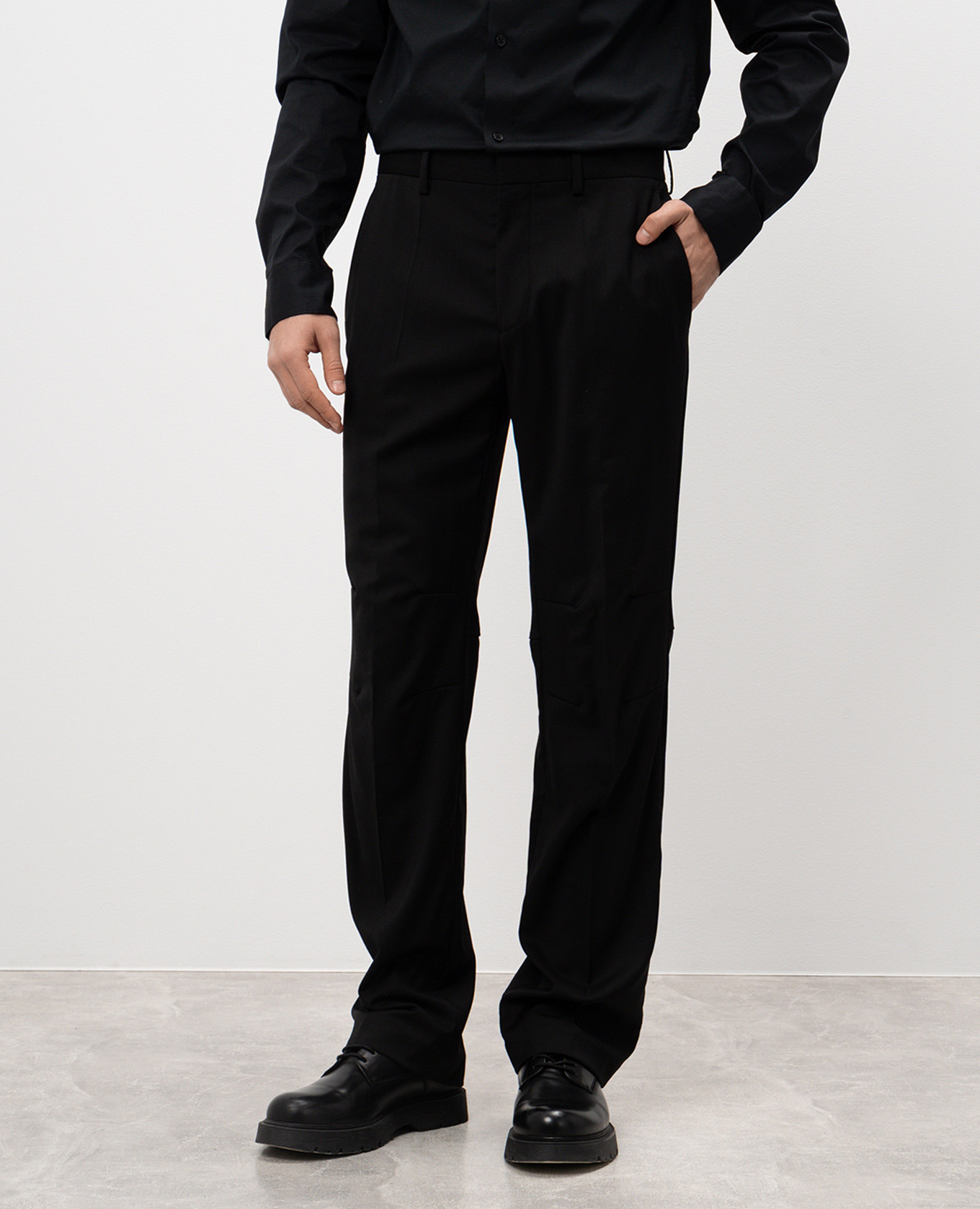 Black wool trousers with logo Helmut Lang 3