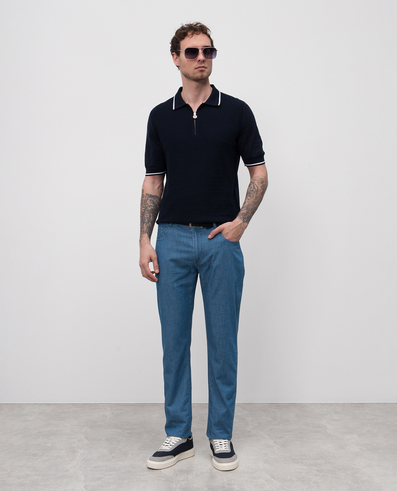 BELLUNO blue pants with logo patch Cashmere&Whiskey 2