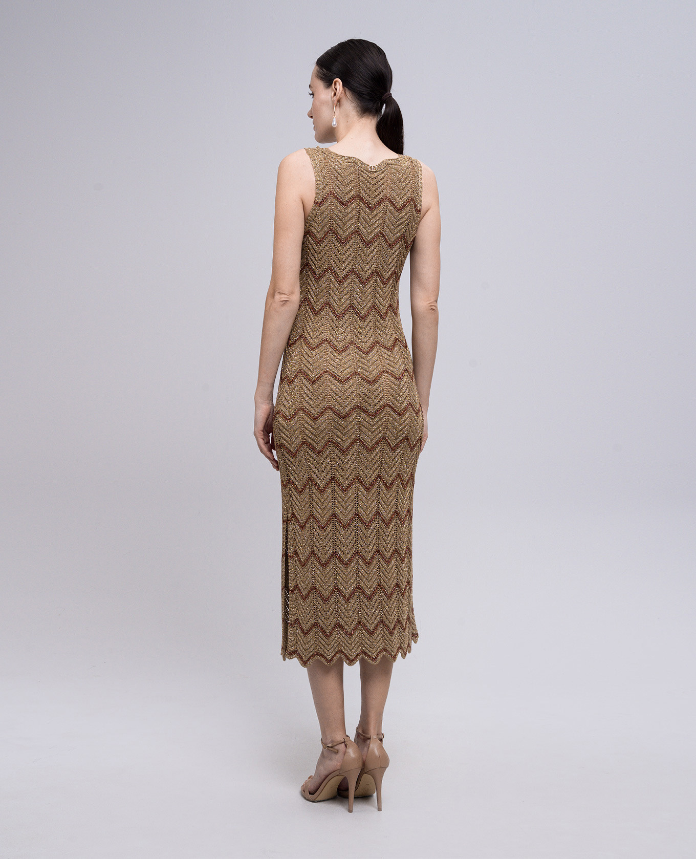 

Beige midi dress with a pattern Twinset
