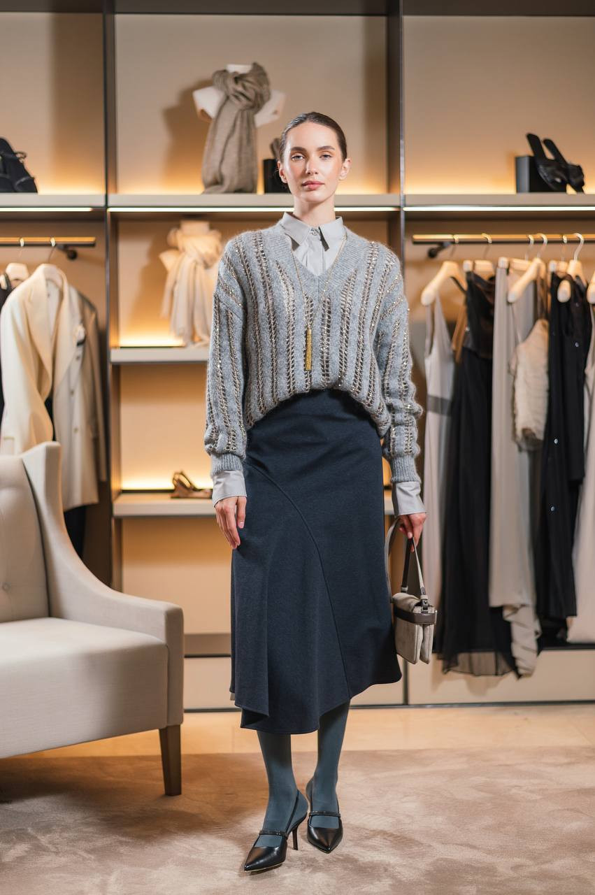 

Gray midi skirt Brunello Cucinelli, Grey