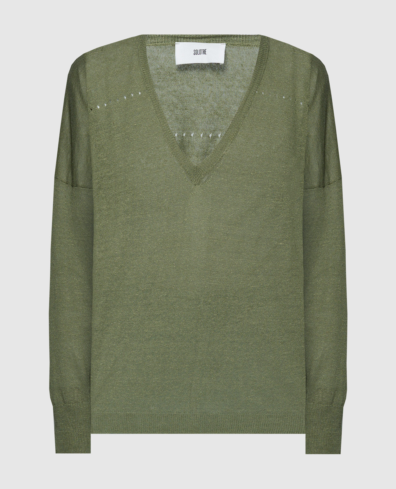 

Green jumper with linen Solotre