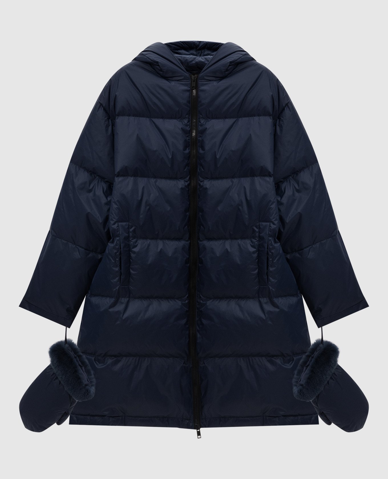 Children's blue down jacket with mittens yves salomon enfant