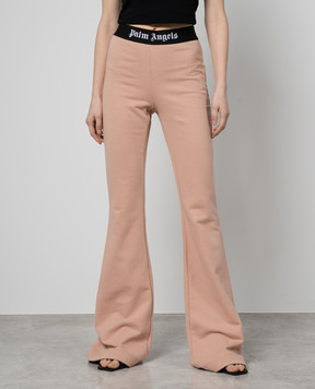 Palm Angels Pink flared pants with a logo pattern PWCH017S24FLE001