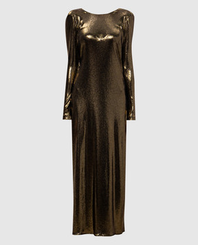 Twinset Gold maxi dress with an open back 242TT2360