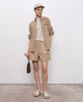 Brunello Cucinelli Beige T-shirt with monil chain MPT81BI100