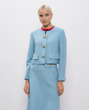 Valentino Blue cropped jacket with crystals 7B3CE4K098T