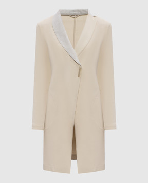 Brunello Cucinelli Beige double-breasted elongated jacket MB9784203