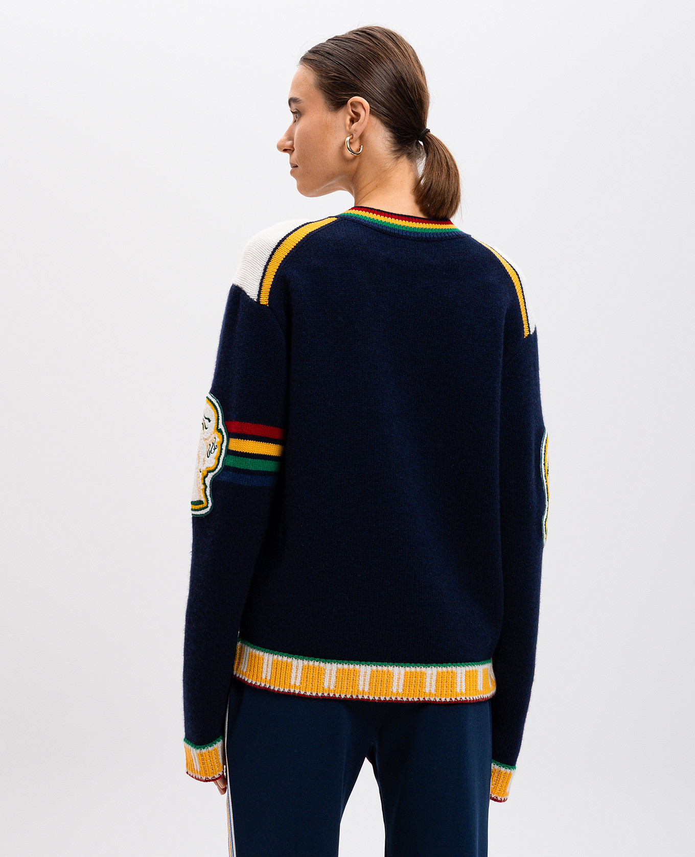 

Fraternity blue wool pullover with logo embroidery Casablanca