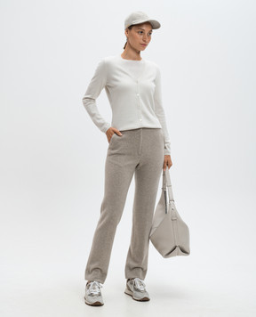 Enrico Mandelli White cashmere cardigan with logo A9KD725519