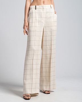 Peserico Beige pants with checked linen P0433500664