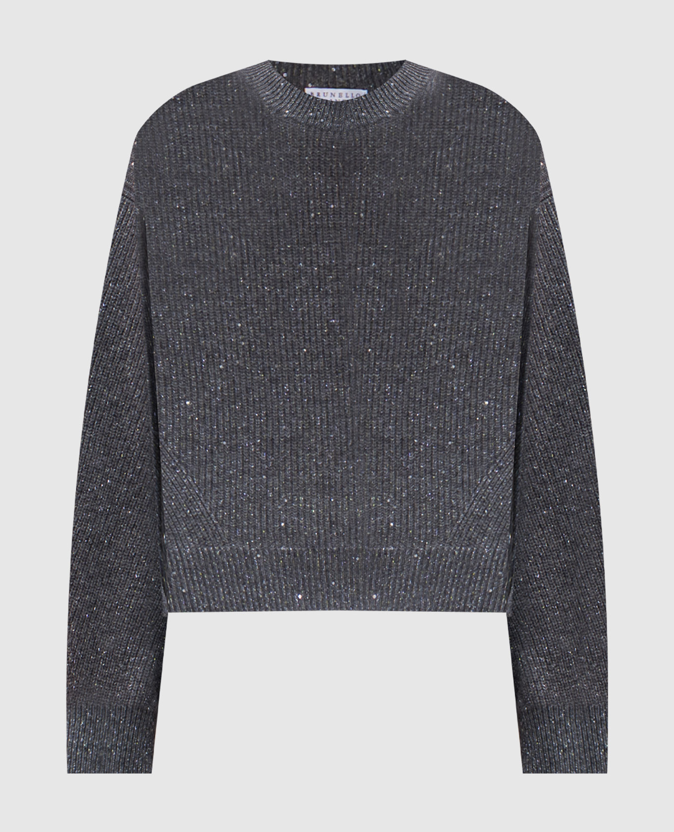 Gray cashmere and wool sweater with sequins brunello cucinelli