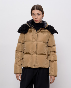 Moncler Beige cropped Castelnou down jacket K20931A00150539ZD