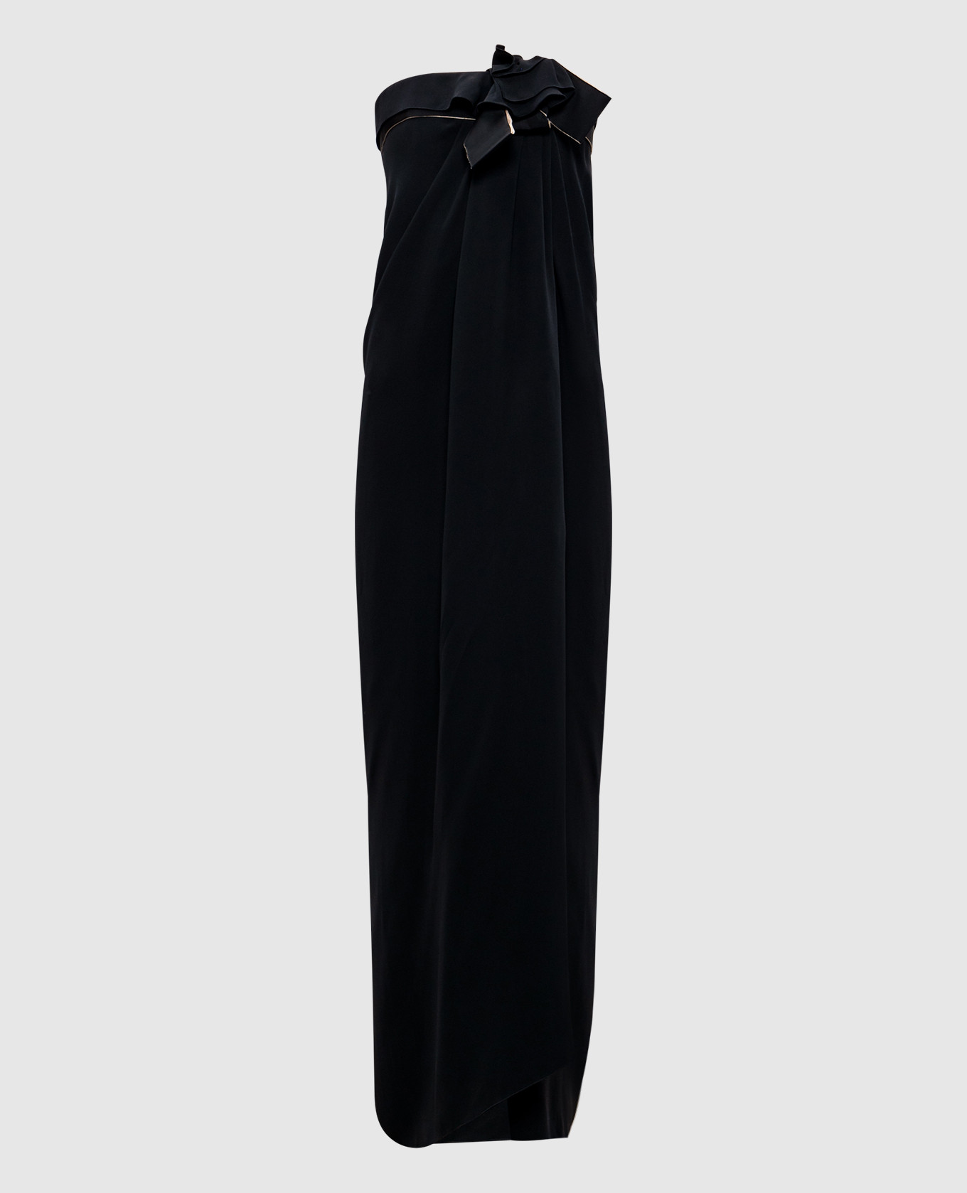 

Black silk maxi dress with slit Lanvin, Черный