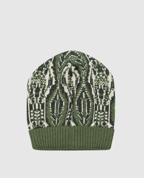 Etro Children's green wool and cashmere hat with logo embroidery GV0P97W0033