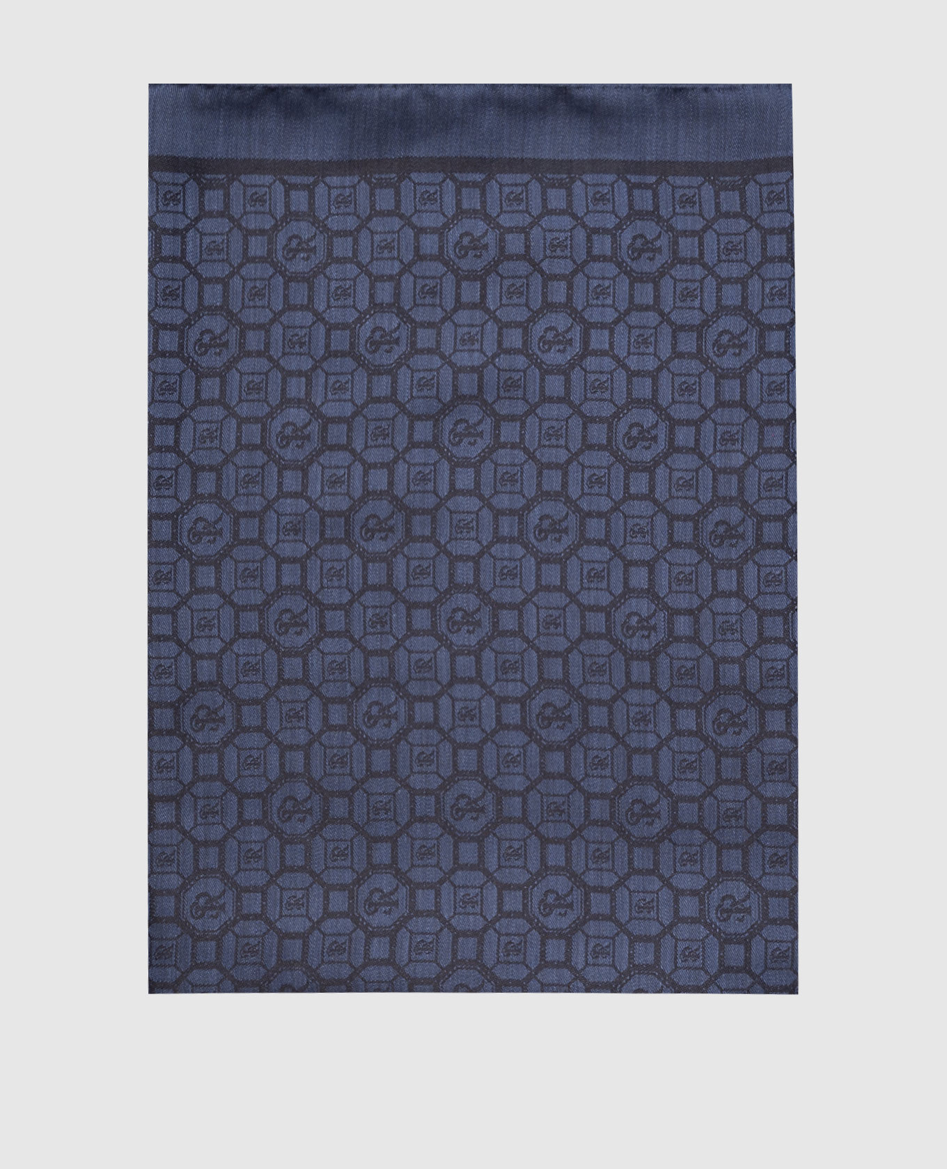 Blue patterned silk and cashmere scarf Stefano Ricci