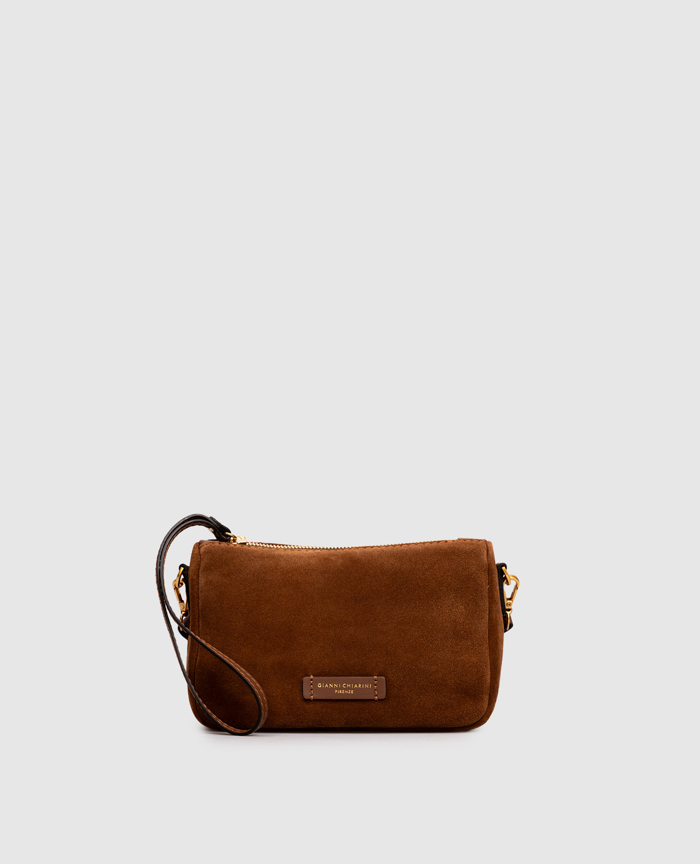

Brown suede Nora cross-body bag with logo patch Gianni Chiarini