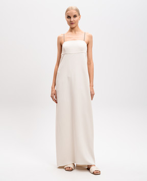 Brunello Cucinelli White maxi dress with silk and chain monil MA029A5334