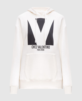 Valentino White hoodie with logo print 6B3MF24I960