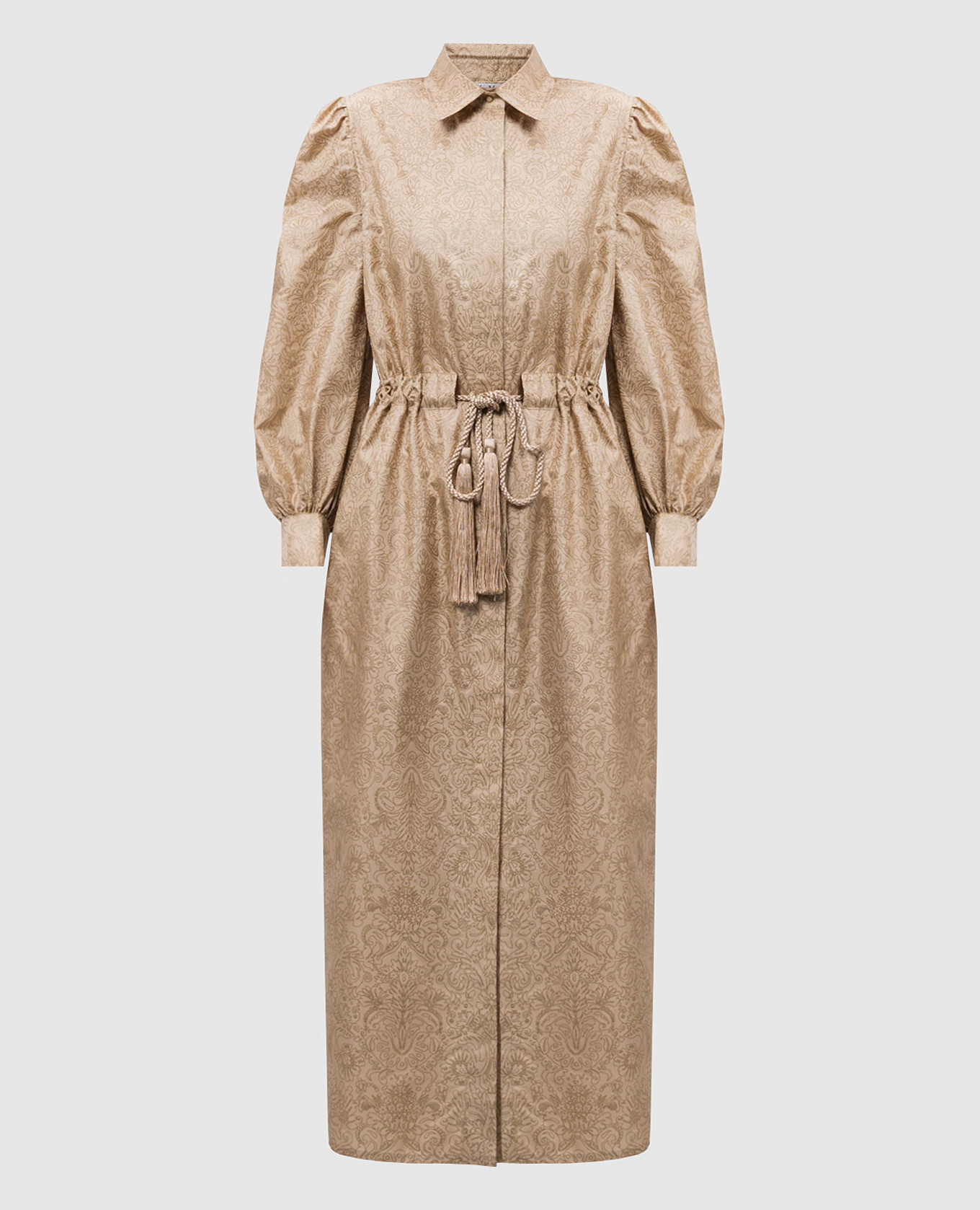 

APE beige silk shirt dress with floral print Max Mara