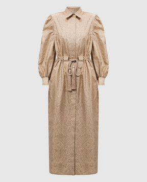 Max Mara APE beige silk shirt dress with floral print APE