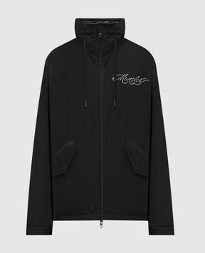 Moncler Iraclia black windbreaker with logo embroidery K20911A00063597W3