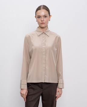 Peserico Beige silk blouse with monil chain A0618707289