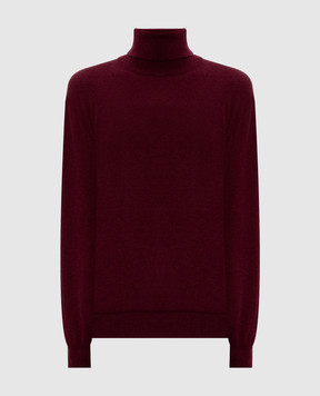 Brunello Cucinelli Burgundy cashmere turtleneck with monil chain M12150103P