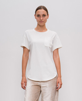 Brunello Cucinelli White monil chain t-shirt with silk trim M0T81EH900