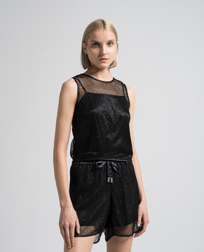 Peserico Black openwork top with silk and sequins E08295F00440