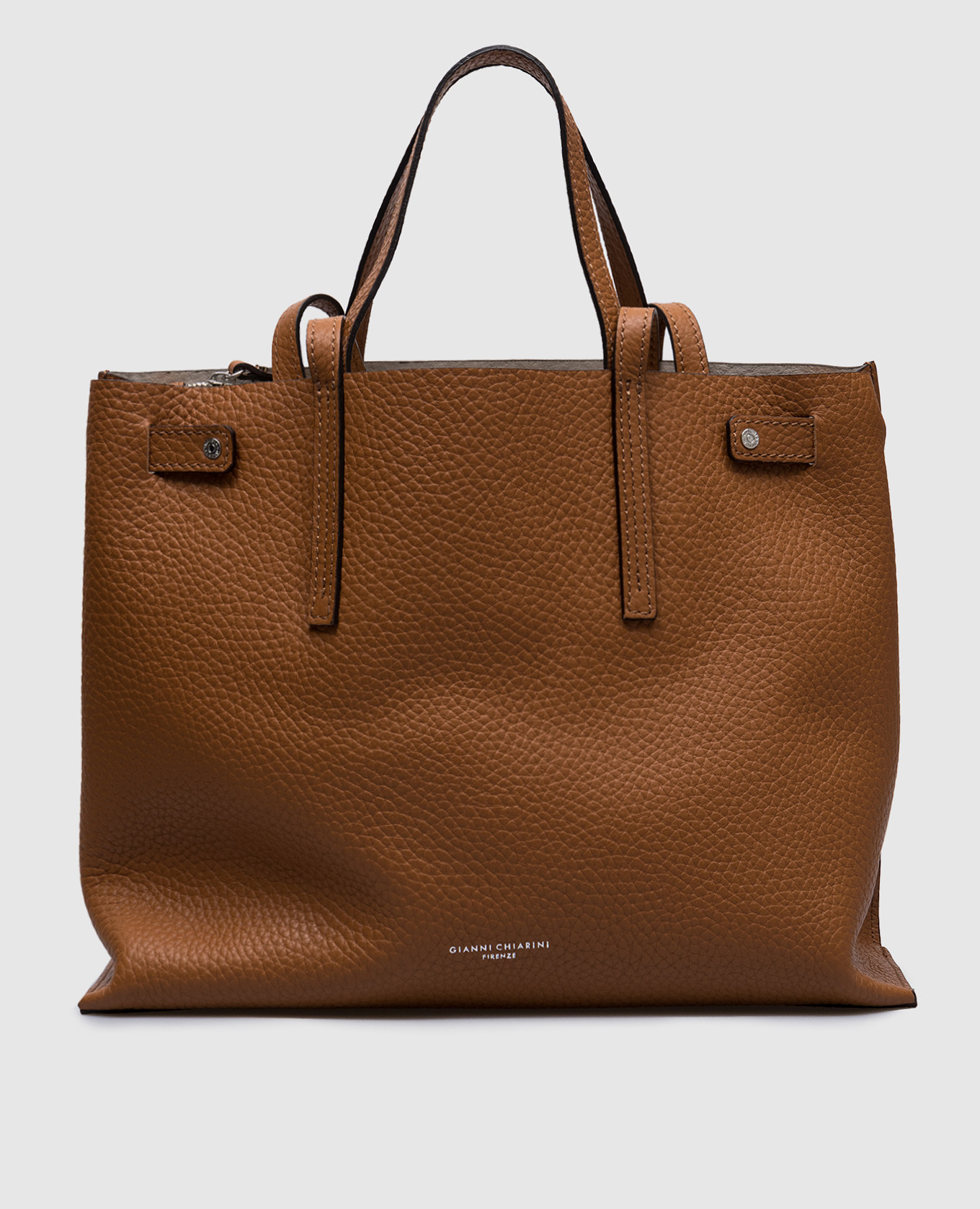 Altea brown leather tote bag with logo Gianni Chiarini
