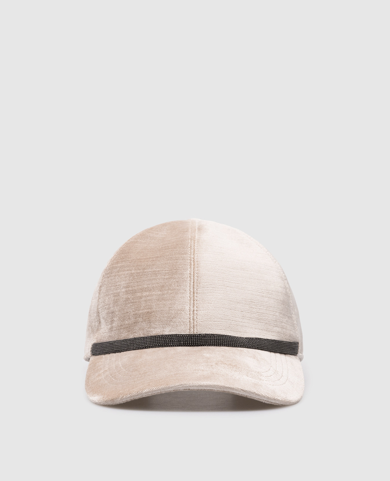 

Beige velor cap with monil chain Brunello Cucinelli, Бежевый