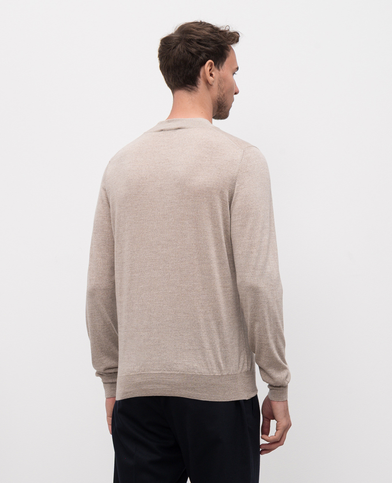 

Beige wool jumper with logo Enrico Mandelli