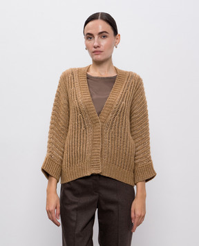 Peserico Brown alpaca wool cardigan S99399F0309216
