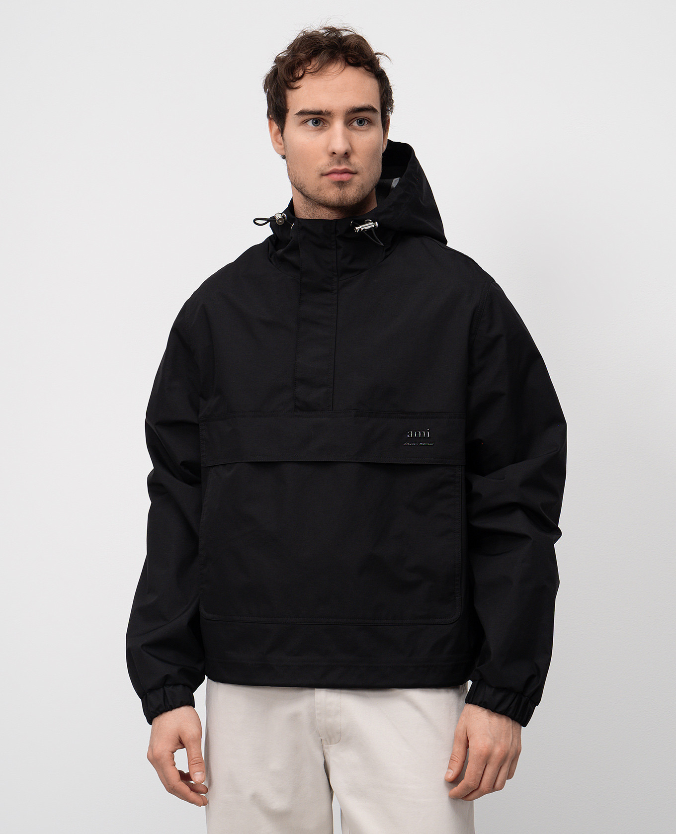 

Black anorak with metal logo Ami Paris